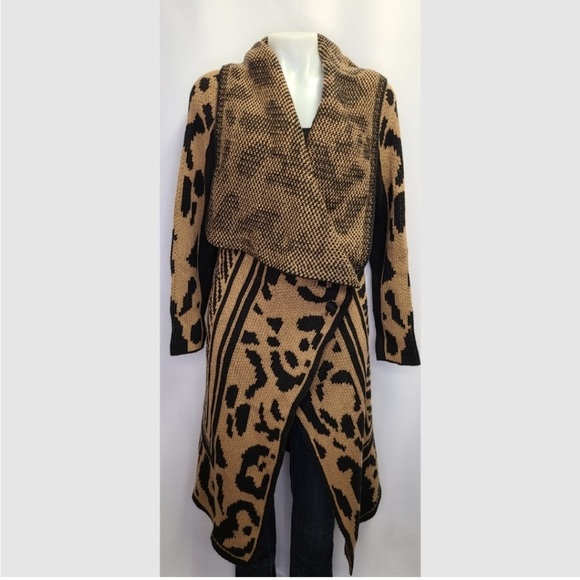 Calvin Klein Sweater Duster Cardigan Zebra Leopard - Picture 2 of 14